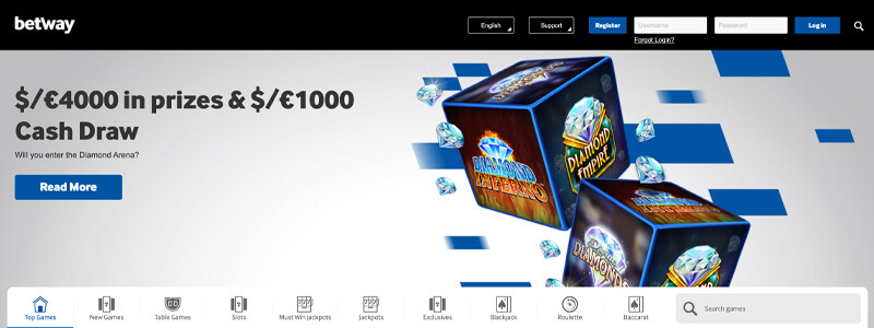 Betway Casino Homepage Screenshot